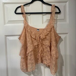 Old Navy Soft Peach Lace Blouse XXL